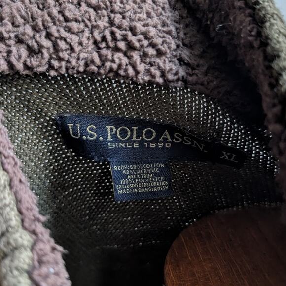 Vintage Green Striped Knit Sweater Earthy Minimalist Grunge Preppy Fleece Large - Picture 8 of 8